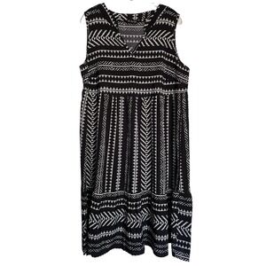 BloomChic Sz 14/16 XL 1X Dress Black & White Geometric Sleeveless Pockets V-Neck